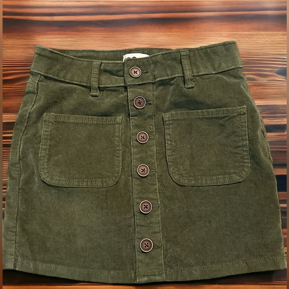 Girls Green Corduroy Skirt